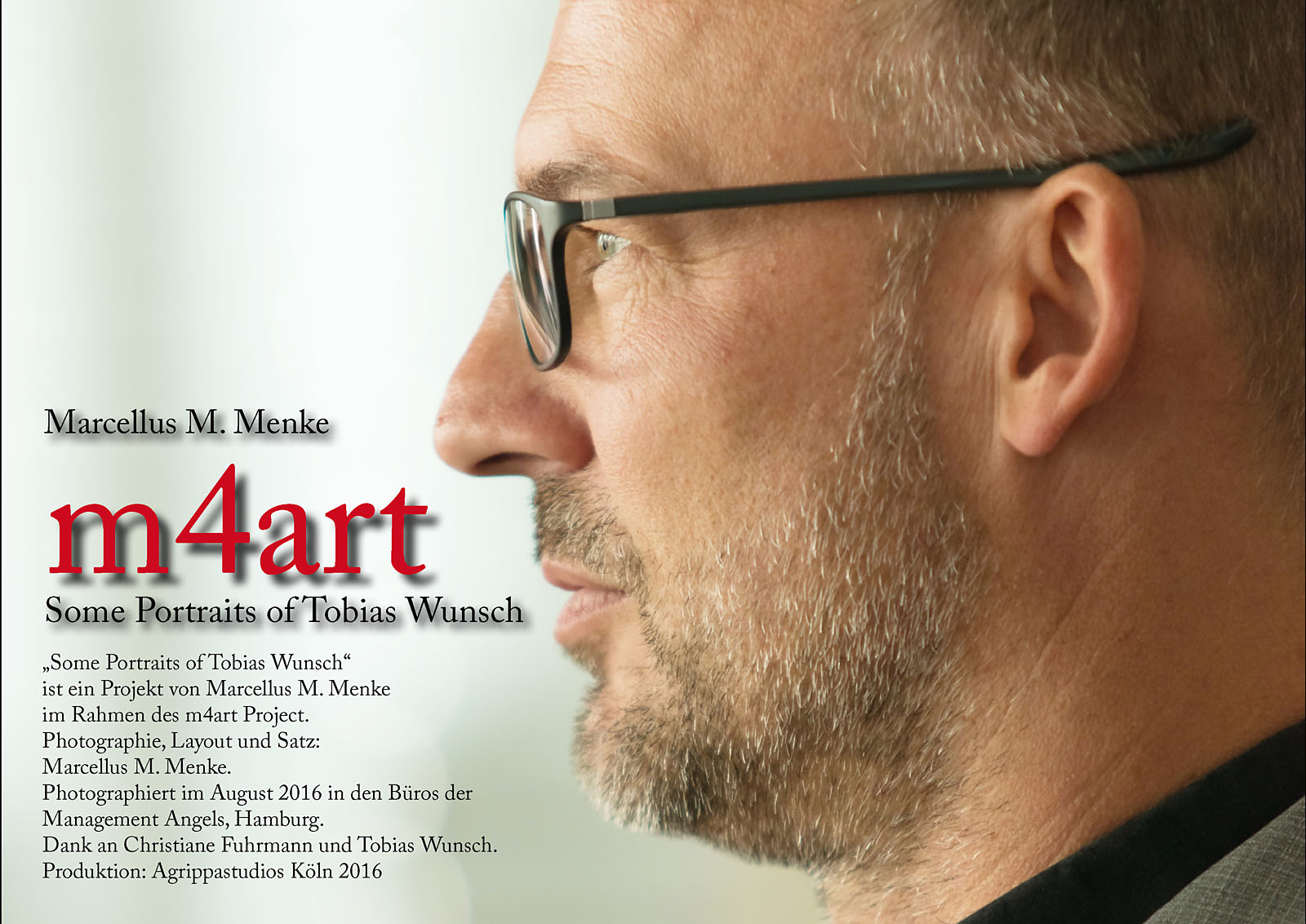 Marcellus M. Menke: Some Portraits of Tobias Wunsch, m4art screenBook, Hamburg und Köln 2016, Seite 6